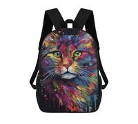 sinyumoney Colorful Abstract Cat Art Print-15 School Backpack Business Durable Laptop Bag for Camping Outdoor Adventures And Daily Travel 17inch