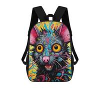 sinyumoney Colorful Abstract Cat Artwork Backpack Cartoon Plush Bag, 3D Backpack for Kids School Bag Birthday Gift Idea for Boys And Girls 17inch
