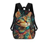 sinyumoney Colorful Abstract Cat Artwork Backpack School Bag Lightweight Casual Daypack School Backpacks for Teenage Girls Boys Women Men 17inch