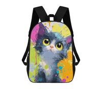 sinyumoney Colorful Abstract Cat Painting-3 Backpack School Bag Work Laptop Backpack Rucksack Bag for Boys/Girls/Teenagers 17inch