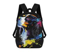 sinyumoney Colorful Abstract Dog Art Print-40 Rucksacks 3D Printed Children 17inch Backpacks Fashion Casual Daypack Travel Bags Outdoor Casual Daypack for Boy And Girl