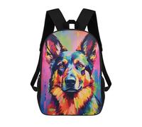 sinyumoney Colorful Abstract Dog Painting-1 3D Printed 17inch Kids School Backpack School Bag Fashion Rucksacks for Boys Elementary And Middle School Students