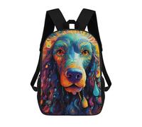 sinyumoney Colorful Abstract Dog Portrait -7 3D Printed Children's School Backpack for Kids High Capacity Travel Rucksacks Book Bags Kids School Bag Back Pack 17inch