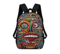 sinyumoney Colorful Abstract Face Artwork Children's Backpacks 17inch School Backpack 3D Printed Bag Bookbag for Kids Travel Rucksacks Boy Girl Book Bags Kids School Bag