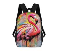 sinyumoney Colorful Abstract Flamingo Art School Bag 3D Printed Children's School Backpack Casual Fashion Travel Backpacks for Kids School Students 17inch