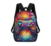 sinyumoney Colorful Abstract Game Controller Artwork School Bag 3D Printed Backpacks Fashion Kids School Backpack Boys Rucksacks for Boys Middle School Students 17inch