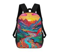 sinyumoney Colorful Abstract Landscape Backpack School Bag Secondary Causal Travel High School Bags for Campus Outdoor Travel Sports 17inch