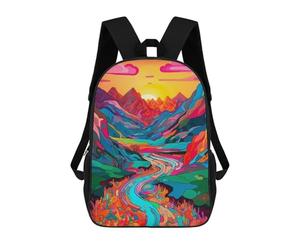 sinyumoney Colorful Abstract Landscape Backpack School Bag Secondary Causal Travel High School Bags for Campus Outdoor Travel Sports 17inch