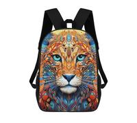 sinyumoney Colorful Abstract Lion Portrait -1 3D Printed Children's School Backpack for Kids High Capacity Travel Rucksacks Book Bags Kids School Bag Back Pack 17inch