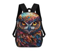 sinyumoney Colorful Abstract Owl Art-10 3D Printed School Bag Children's School Backpack Schoolbags Travel Backpacks Casual Fashion Bag for Kids School Students 17inch
