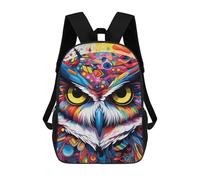 sinyumoney Colorful Abstract Owl Art-13 Kids Backpack,School Backpack Kids School Bag 3D Printed Cartoon Large Capacity Backpack for Kids Boys And Girls 17inch
