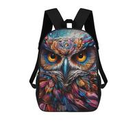 sinyumoney Colorful Abstract Owl Art-14 Kids School Backpack 3D Printed Backpacks Fashion School Bag Rucksacks for Boys Elementary And Middle School Students 17inch