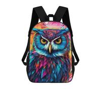 sinyumoney Colorful Abstract Owl Art-15 Kids Backpack,School Backpack Kids School Bag 3D Printed Cartoon Large Capacity Backpack for Kids Boys And Girls 17inch