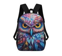 sinyumoney Colorful Abstract Owl Art-16 Backpack for School 3D Printed Boys Girls School BagChildren Bookbag Travel Rucksack 17inch