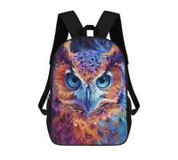 sinyumoney Colorful Abstract Owl Art 17 Inch Backpacks Kids Schoolbag,3D Printed Elementary And Middle School Students Backpacks for Boys Girls