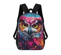 sinyumoney Colorful Abstract Owl Art-24 Backpack for School 3D Printed Boys Girls School BagChildren Bookbag Travel Rucksack 17inch