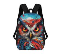 sinyumoney Colorful Abstract Owl Art-3 3D Printed Children's School Backpack for Kids High Capacity Travel Rucksacks Book Bags Kids School Bag Back Pack 17inch