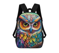 sinyumoney Colorful Abstract Owl Art-7 3D Printed Children's School Backpack for Kids High Capacity Travel Rucksacks Book Bags Kids School Bag Back Pack 17inch