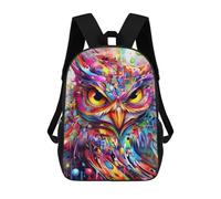 sinyumoney Colorful Abstract Owl Art Kids Backpack,School Backpack Kids School Bag 3D Printed Cartoon Large Capacity Backpack for Kids Boys And Girls 17inch