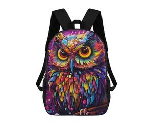 sinyumoney Colorful Abstract Owl Art Kids Backpack,School Backpack Kids School Bag 3D Printed Cartoon Large Capacity Backpack for Kids Boys And Girls 17inch