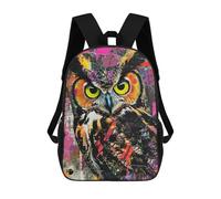 sinyumoney Colorful Abstract Owl Art Print-2 School Bags Rucksack Casual Daypacks School Work Travel Bag for Teenage Girls Boys Women Men 17inch