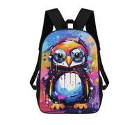 sinyumoney Colorful Abstract Owl Art Print School Backpack Water Resistant School Bag Business Backpack for Men/Women 17inch