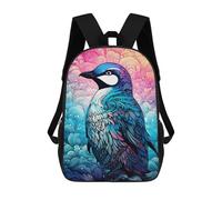sinyumoney Colorful Abstract Penguin Art 3D Printed Children's School Backpack for Kids High Capacity Travel Rucksacks Book Bags Kids School Bag Back Pack 17inch