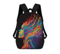 sinyumoney Colorful Abstract Profile Rucksacks 3D Printed Children Backpacks Fashion Casual Daypack Cute Travel Bags Outdoor Casual Daypack for Boy And Girl 17inch