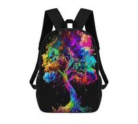 sinyumoney Colorful Abstract Tree Artwork -1 Kids School Backpack 3D Printed Fashion School Bag Casual School Bag for Boys Elementary And Middle School Students 17inch