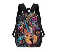 sinyumoney Colorful Abstract Violin Art Print-1 Backpack School Bag High Secondary School Bags Casual Backpack for Teenage Girls Boys Women Men 17inch