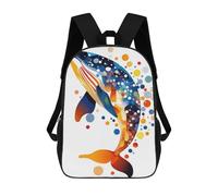 sinyumoney Colorful Abstract Whale Children's Backpack, 3D Printed School Backpack, Backpack for Boys Girls, Adjustable School Bag for Primary School 17inch