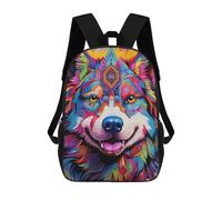 sinyumoney Colorful Abstract Wolf Art Fashion Student School Backpack Suitable for Boys Girls Kids Casual Outdoor Travel Essential Daypack 17inch