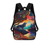 sinyumoney Colorful Abstract Wolf School Bags Daypacks Business Backpack Water Resistant Bookbag for School/Work/Travel 17inch