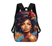 sinyumoney Colorful Afro Woman Art Print-1 Backpack School Bag Rucksack Casual Daypacks School Work Travel Bag for Teenage Girls Boys Women Men 17inch