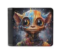 sinyumoney Colorful Alien Portrait 3D Print Clutch Purse Bills Credit Cards Leather RFID Slots Note Section Modern Style Wallets 11.7cm*9.5cm