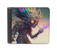 sinyumoney Colorful Alien with Flames 3D Print Clutch Purse Slots ID Window RFID Blocking Stylish Durable Wallets Craftsmanship Gifts 11.7cm*9.5cm