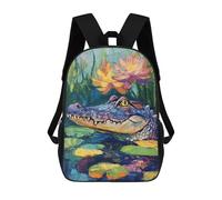 sinyumoney Colorful Alligator Pond Scene Backpack School Bag Lightweight Casual Daypack School Backpacks for Teenage Girls Boys Women Men 17inch