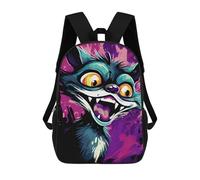 sinyumoney Colorful Angry Cat Art Print Rucksacks 3D Printed Children 17inch Backpacks Fashion Casual Daypack Travel Bags Outdoor Casual Daypack for Boy And Girl