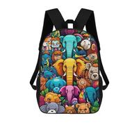sinyumoney Colorful Animal Collage Backpack 3D Print Kids Bag Elementary Students Daypack Lightweight School Bag for Children Girls Boys Nursery Lunch Pack 17inch