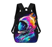 sinyumoney Colorful Astronaut Helmet Art Backpack School Bag Secondary Causal Travel High School Bags for Campus Outdoor Travel Sports 17inch