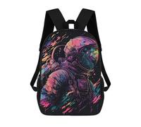 sinyumoney Colorful Astronaut in Space -10 Backpacks 3D Printed Kids School Backpack School Bag Fashion Rucksacks for Boys Elementary And Middle School Students 17inch