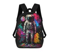 sinyumoney Colorful Astronaut in Space -11 Backpack 3D Print Kids Bag Elementary Students Daypack Lightweight School Bag for Children Girls Boys Nursery Lunch Pack 17inch