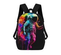 sinyumoney Colorful Astronaut in Space -3 3D Printed School Bag Children's School Backpack Schoolbags Travel Backpacks Casual Fashion Bag for Kids School Students 17inch