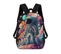 sinyumoney Colorful Astronaut Journey -2 School Backpack Daypacks Business Backpack Water Resistant Bookbag - Perfect for Travel, Work And Daily Use 17inch