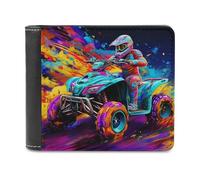 sinyumoney Colorful ATV Rider Artwork 3D Print Clutch Purse Safe Protection Card Slots Note Section Soft Convenient Wallets for Boys Girls 11.7cm*9.5cm