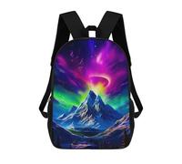 sinyumoney Colorful Aurora Mountain Landscape Kids Backpack,School Backpack Kids School Bag 3D Printed Cartoon Large Capacity Backpack for Kids Boys And Girls 17inch