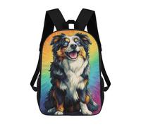 sinyumoney Colorful Australian Shepherd Art Print -1 Backpack School Bag High Secondary School Bags Casual Backpack for Teenage Girls Boys Women Men 17inch