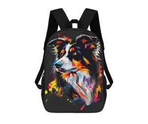 sinyumoney Colorful Australian Shepherd Art Print-2 School Backpack Secondary Causal Travel High School Bags for Camping Outdoor Adventures And Daily Travel 17inch