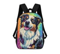 sinyumoney Colorful Australian Shepherd Art Print Backpacks 3D Printed 17inch Kids School Backpack Outdoor Casual Daypack Casual Travel Bags for Middle School Students
