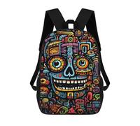 sinyumoney Colorful Aztec Mask Artwork 3D Printed 17inch Kids School Bag Rucksacks Children's School Fashion Casual Back Pack High Capacity Travel Book Bags